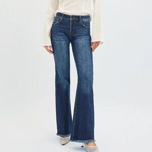 RISEN Full Size Tummy Control Mid Rise Flare Jeans Plus Size